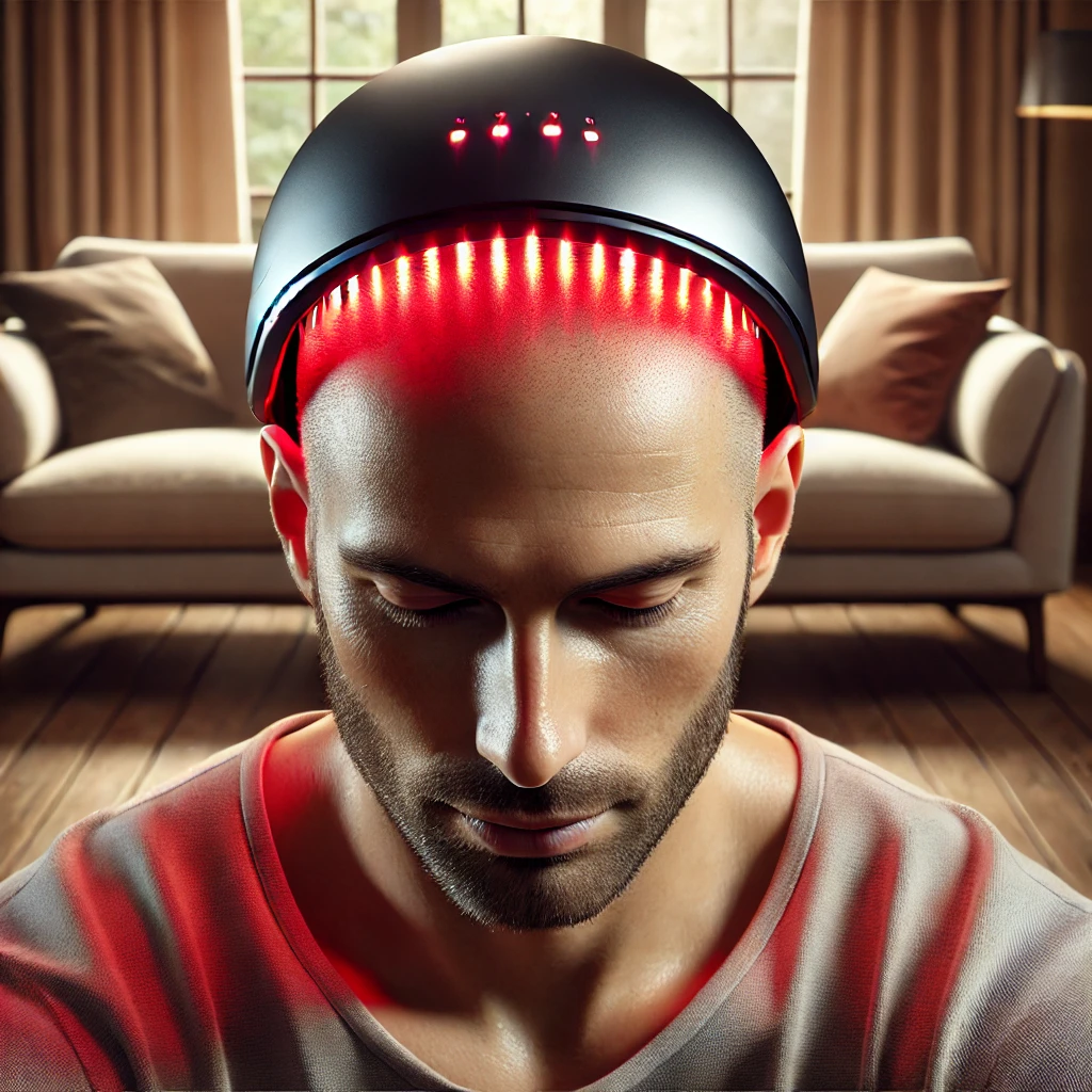 -A-realistic-image-of-a-person-using-a-red-light-therapy-cap-for-hair-growth-at-home